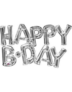 Happy B*day - Sølvfargetfarget Folieballonger 76x48 cm