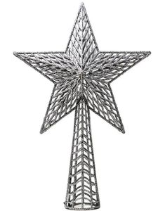 Sølvfarvet Juletræsstjerne med Glitter 27 cm