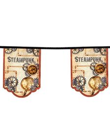 Flagbanner med Tandhjul Motiver 4 meter - Steampunk