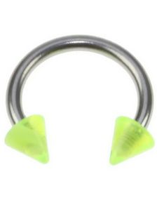 Rund Øjenbrynspiercing med Gule Spike Kugler - 1.2 x 8 mm