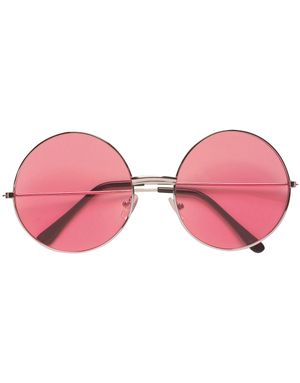 Store Runde 70'er Briller med Pink Glas