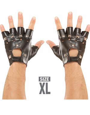 Store Imiteret Skind Handsker med Nitter XL