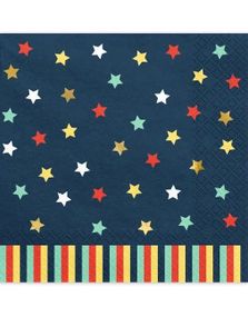 12 stk Navy Blå Stjerner Papirservietter 33x33 cm - Propell Party