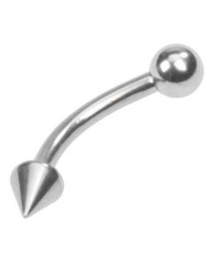 Øjenbrynspiercing med Spike med Rund Kugle - 1.2 x 8 mm