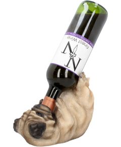 Beige Mops Hund Vinholder 22 cm