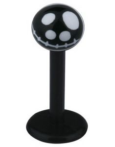 Labret with Jack Skellington Head - Sort/Hvid - Strl 1,2x8x4mm