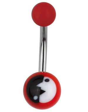 Moderne Yin Yang Navlepiercing i Rød/Sort/Hvid