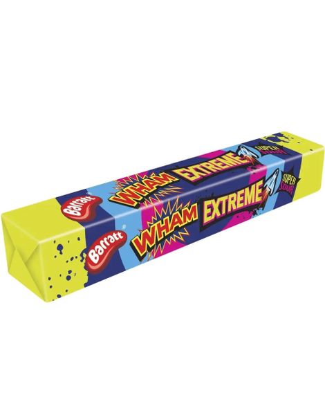 Barratt Wham Extreme Bar - Karameller med Bringebærsmak og Kjempesure Krystaller 25 gram