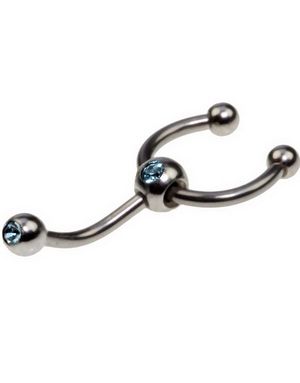 Øjenbrynspiercing med Hestesko og Blå Sten - 1.2 x 8 mm