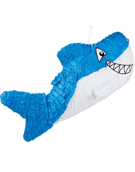 Blå og Hvid Glitrende Haj Pinata 60x27x10 cm