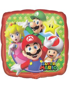 Stor Folieballon 43x43 cm - Super Mario Party