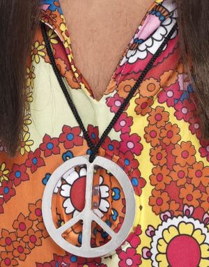 Sølvfarvet Hippie Peace kostumesmykke