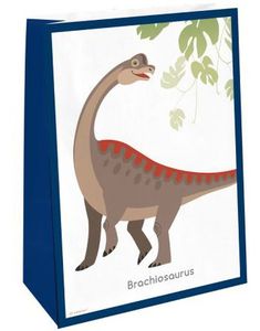 4 stk Happy Dinosaur Godteposer med Klistremerker i Papir