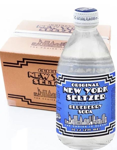 12 st Original New York Seltzer Blueberry Soda - Sodavand med Blåbærsmag - Hel Kasse 3,55 Liter (USA)