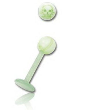 Labret With Green Skull - 1.2 x 8 mm