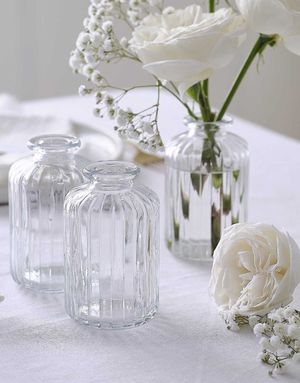 3 stk Små Rillede Glassvaser - Modern Luxe