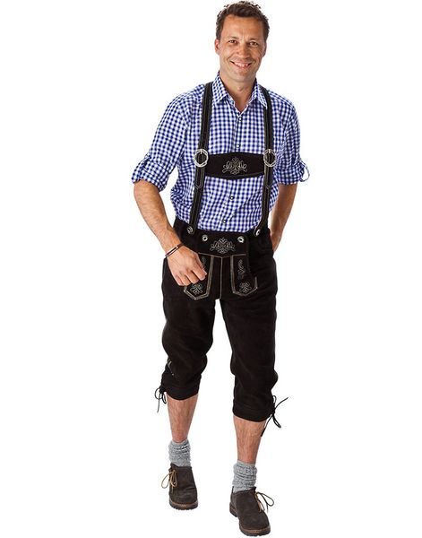 Deluxe Autentiske Sorte Lederhosen i 100 % Kvalitetslæder