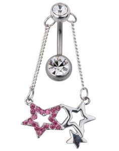 Elegant Navlepiercing med Hængende Stjernesmykke - Rosa