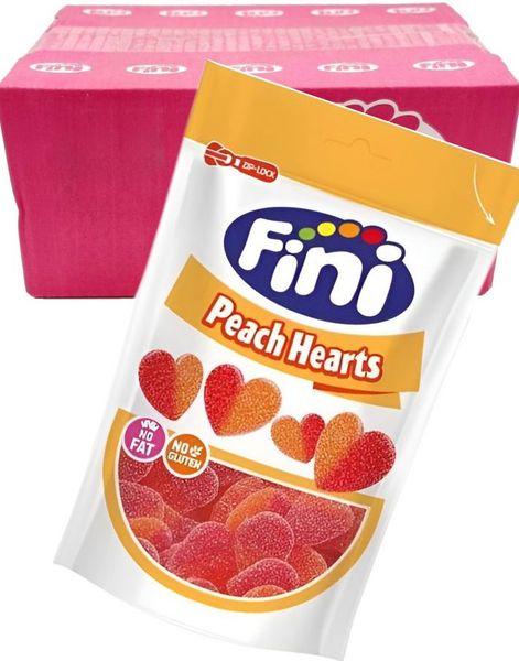 16 stk Fini Peach Hearts - Hjerteformet Fersken - Hel Eske 2,64 kg