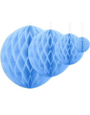 Himmelblå Honeycomb Ball VELG STØRRELSE 10-40 cm