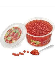 Fruit Pearls Strawberry - Jordbær Gelekuler til Boba/Bubble Tea 450 gram