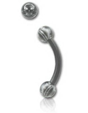 Kranie Sort - 1.2 x 8 mm Øjenbrynspiercing
