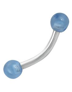 Banana Øjenbrynspiercing med Runde Lyseblå Kugler - 1.2 x 8 mm