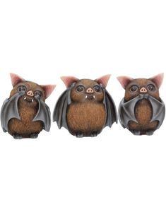 Hear No Evil, See No Evil - 3 stk Flagermusfigurer 8 cm
