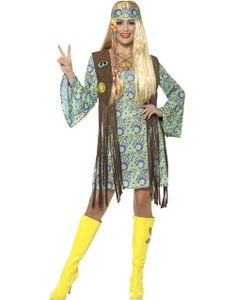 60'er Hippiekostume til Dame 4 Dele