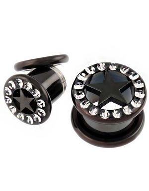 Stardom - Sort Piercing Tunnel med Sten