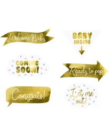 6 stk Babyshower Selfie- / Fotoeffekter - Kønsafsløring