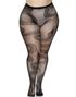 Svart Nettingstrømpe med Vevde Slanger - Plus Size