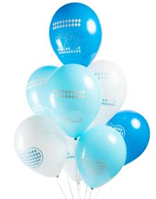 8 stk 30 cm - Hvite og Blå Oktoberfest Ballonger med Motiv