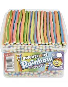 100 stk Sweetzone Rainbow Pencils / Godteristenger - Halal Sertifisert