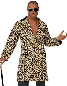 Leopardmønstret Pimp kostumejakke til Mand