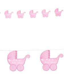 Rosa Babyshower Barnevogn Banner 275 cm