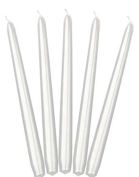 10 stk Perlehvide Kronelys 24 cm