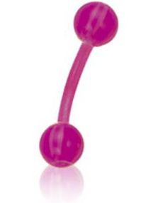 Banan Øjenbrynspiercing i Rosa med Stribede Lilla og Rosa Kugler - 1.2 x 8 mm