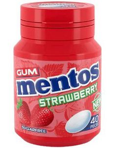 Mentos Gum Strawberry Sugarfree - Sukkerfri Tyggegummi med Jorbær Smak 56 gram