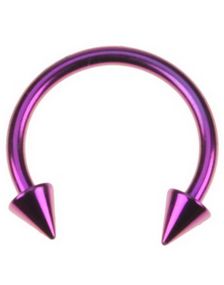 Rund Lilla Øjenbrynspiercing med Spike Kugler - 1,2 x 8 mm