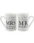 Mr. and Mrs. Right - 2 stk 10 års Jubilæumskrus med Tekst