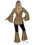 70's Svart Hippiekostyme med Funky Gullstriper til Dame