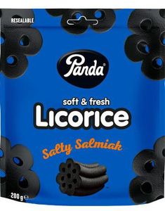 Panda Lakrids Salmiak - Blød Lakrids med Salmiaksmag i Genlukkelig Pose 200 gram