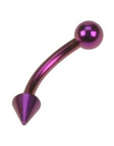 Banan Lilla med Spike & Rund Kugle - 1,2 x 8 mm Øjenbrynspiercing