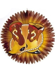 Brun Stor Papirvifte med Cowboy Støvle Motiv 55 cm