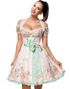 Lys Rosa Dirndl Oktoberfestkjole i Luksuskvalitet med Utformet Blomster på Forkle - XL