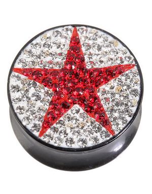 Red Diamond Star - Sort Piercing Plug