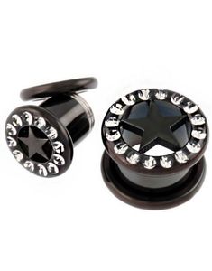 Stardom - Sort Piercing Tunnel med Sten