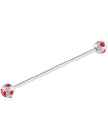 Industrial Barbel med Røde Sten - 1.6 x 38 mm