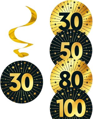 Jubilæumsfejring - Hængende Swirls i Sort og Guld